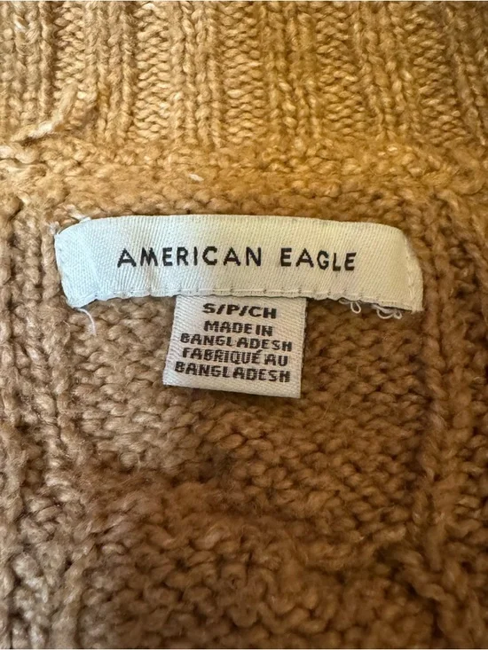 American Eagle Outfitters Camel Cable-Knit Button Cardigan - Picture 2 of 6